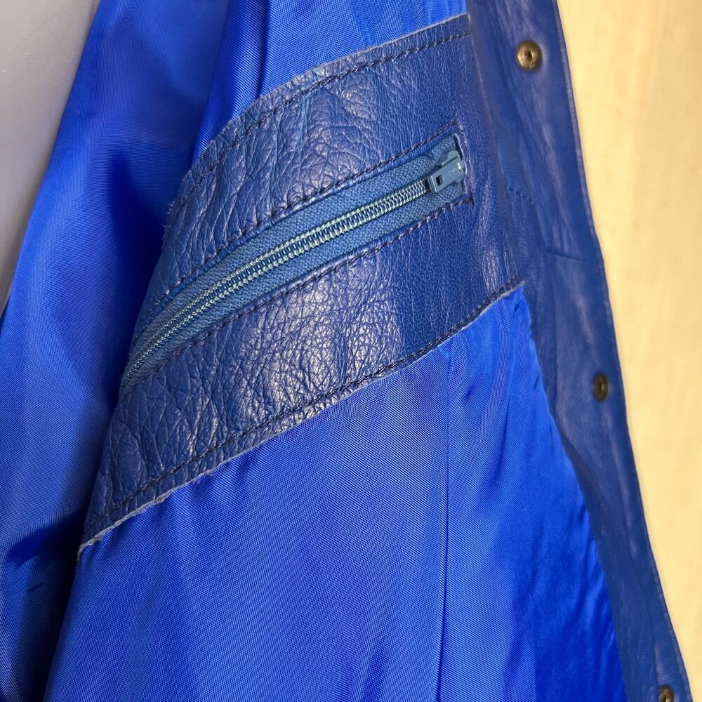Vintage 80s Leather Skirt Pants Skirt Suit Set Size Small Blue Snakeskin Suede - Picture 10 of 16